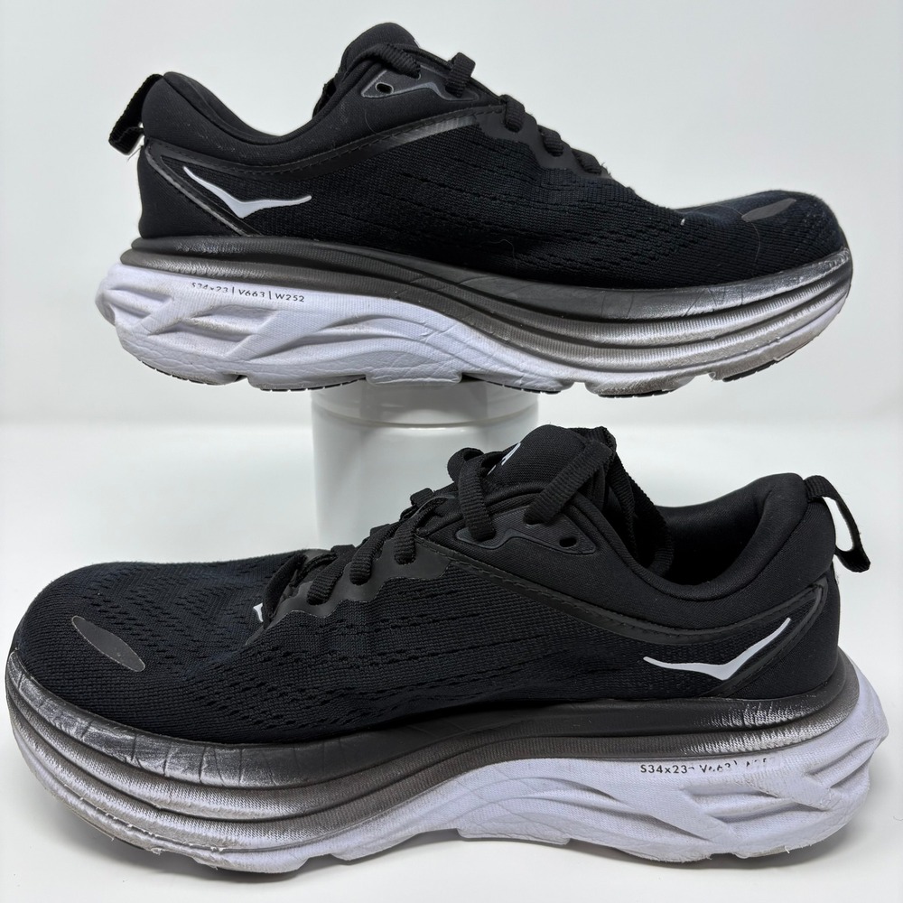 Hoka Bondi 8 Women's Size 6D Wide Running Shoes Black White 1127954 BWHT - Picture 3 of 7